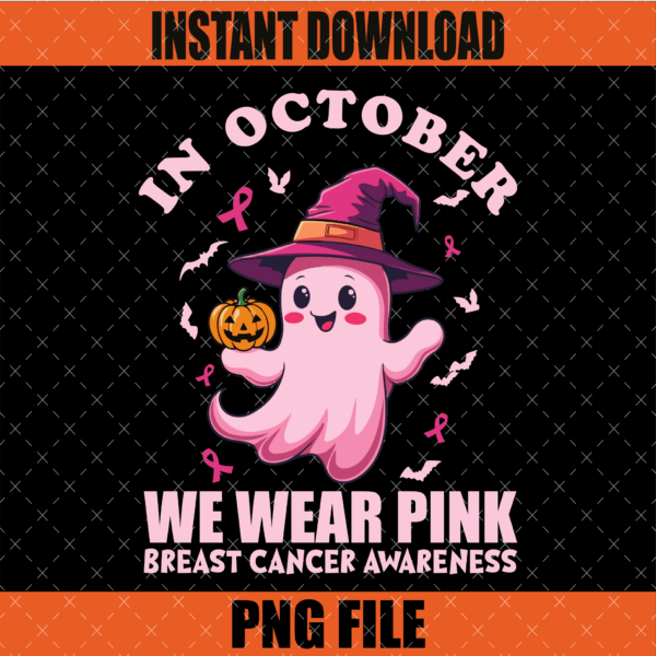 In October We Wear Pink PNG Breast Cancer Graphic Design