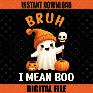 Halloween Bruh Ghost Boo Graphic Design Skull Pumpkin