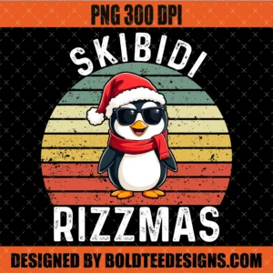 Skibidi Rizzmas PNG Funny Christmas Penguin