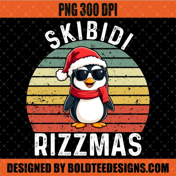 Skibidi Rizzmas PNG Funny Christmas Penguin
